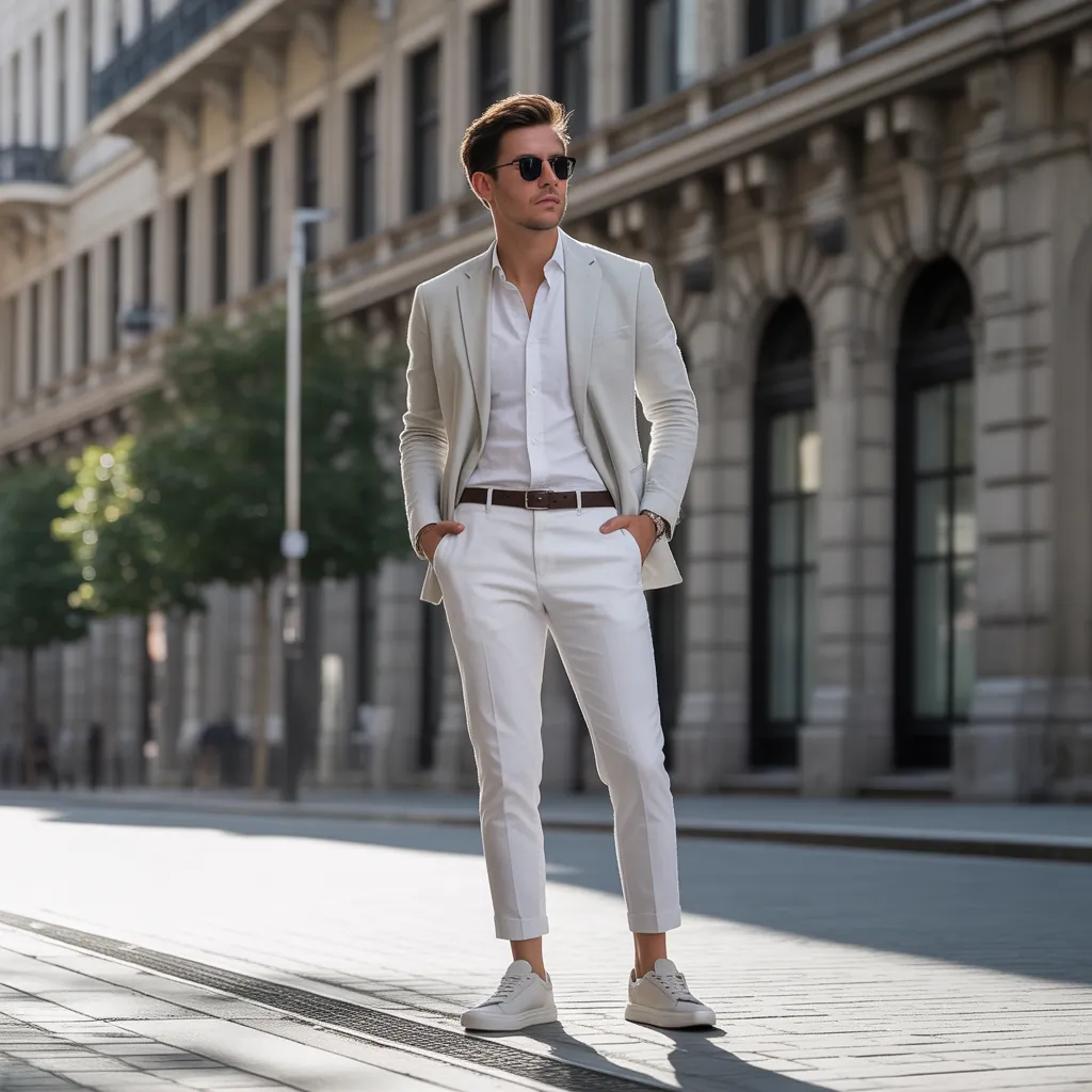 cool white pants outfit men
