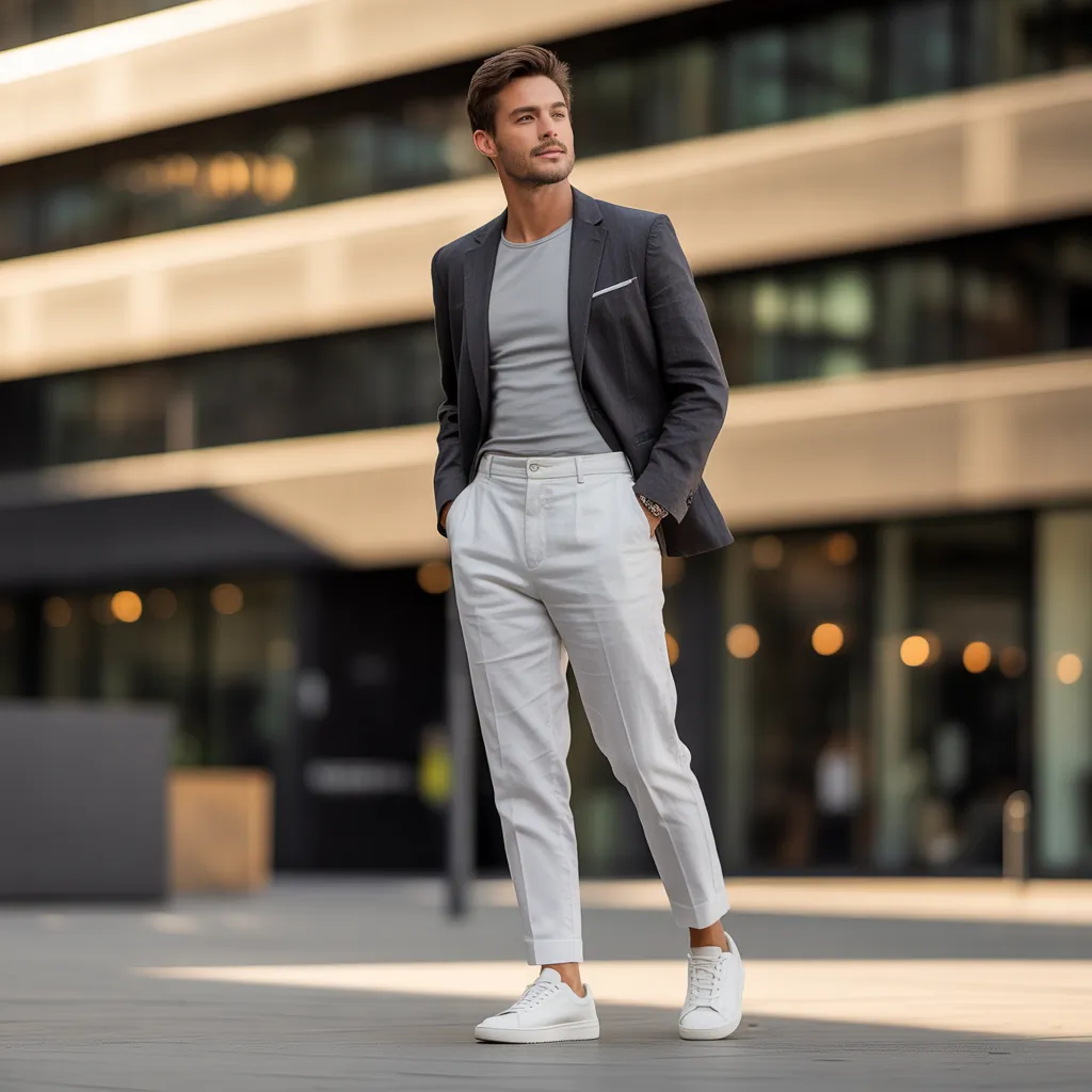 cool white pants outfit men