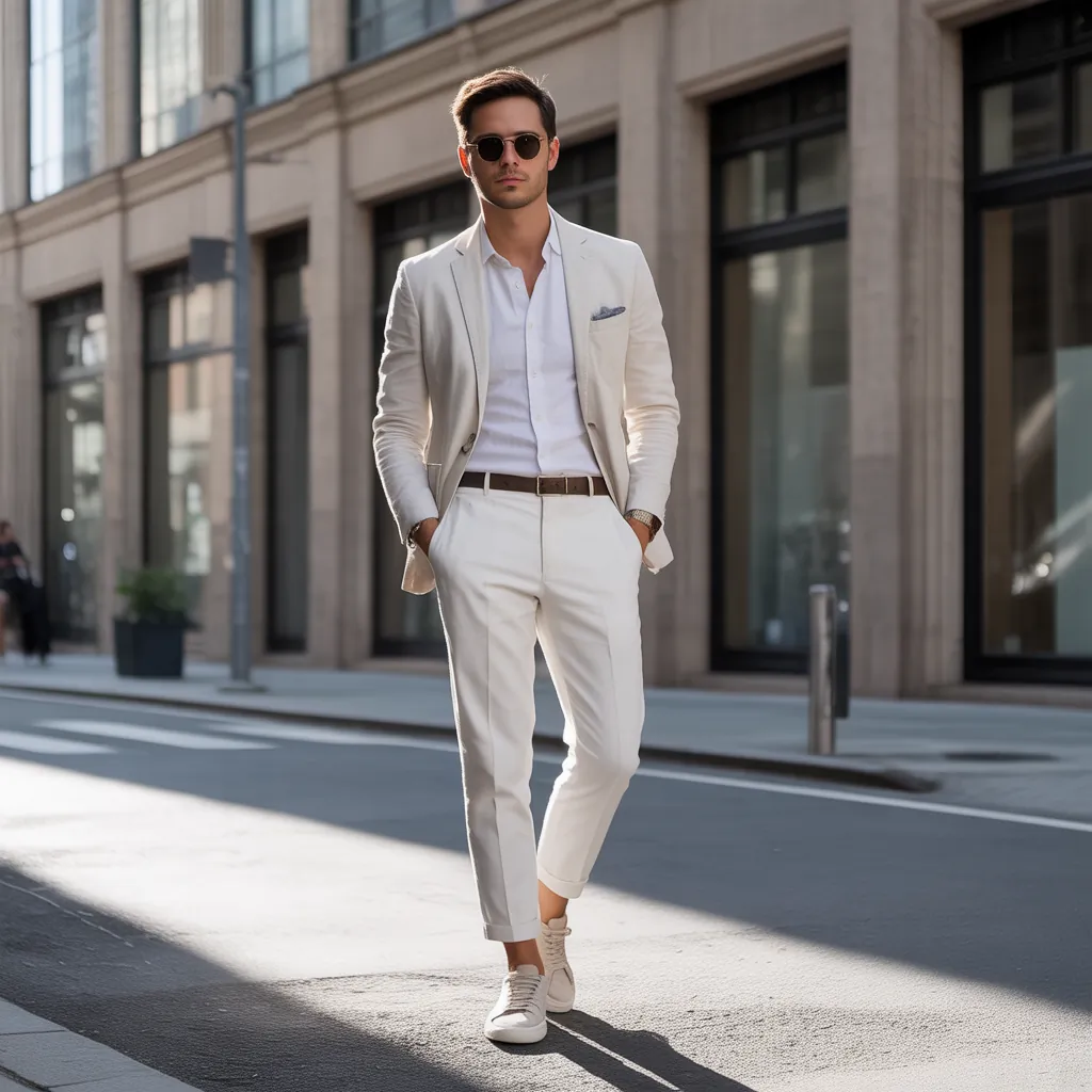 cool white pants outfit men