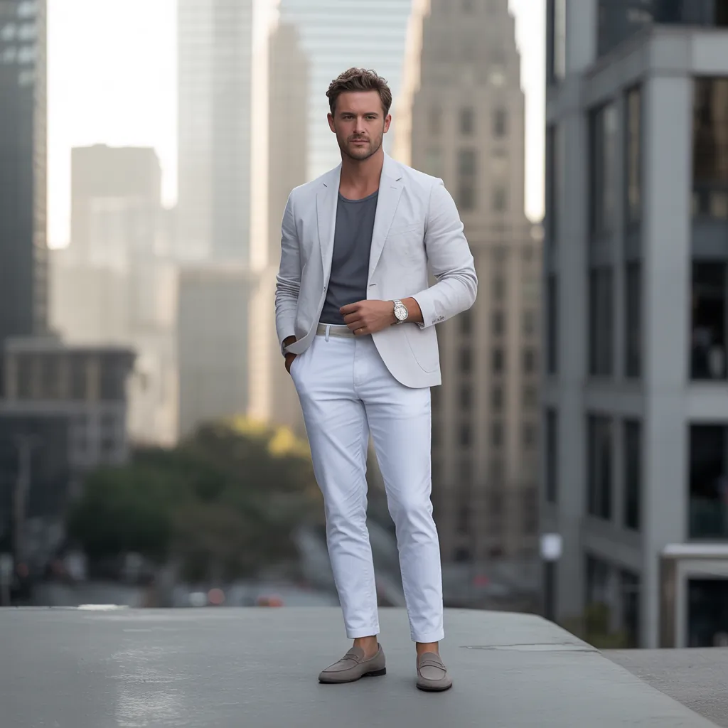 cool white pants outfit men