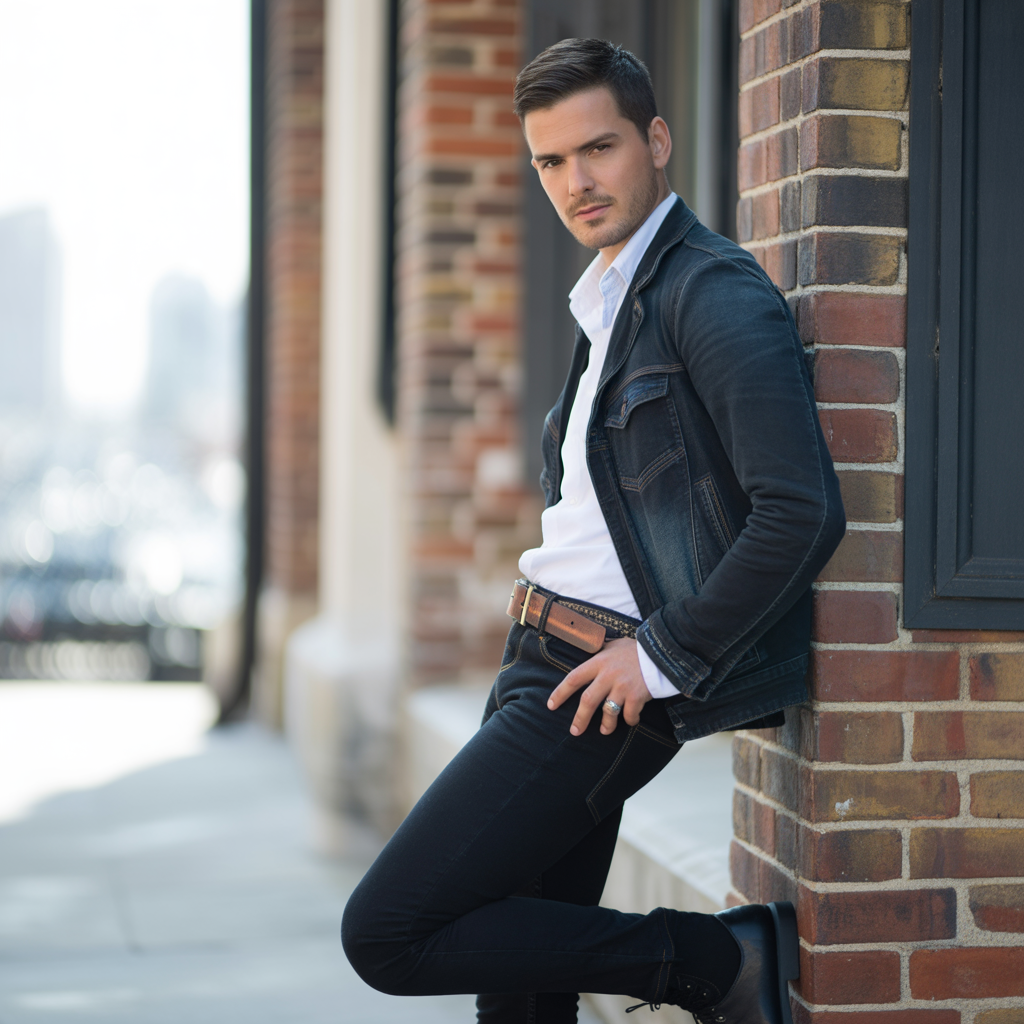 dark blue jeans outfit men