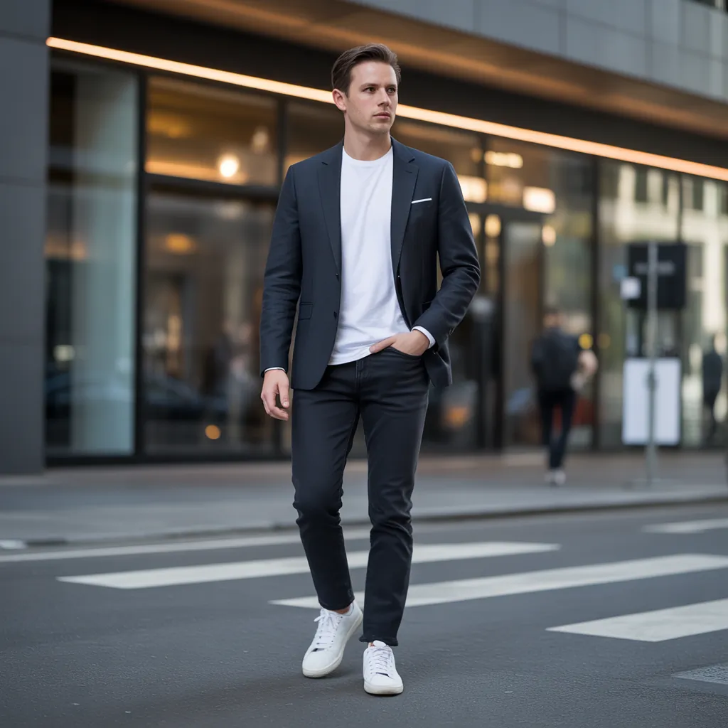 dark blue jeans outfit men