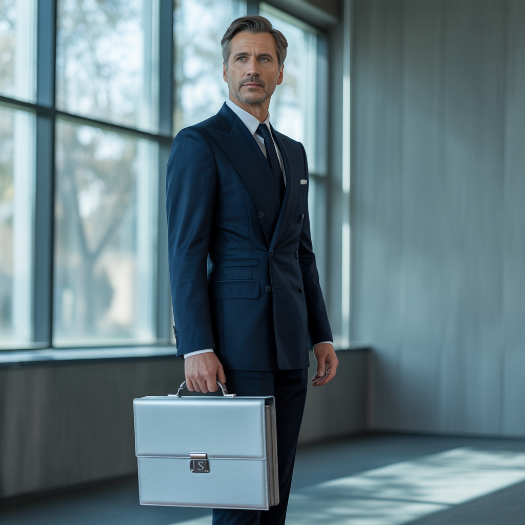 dark blue suit