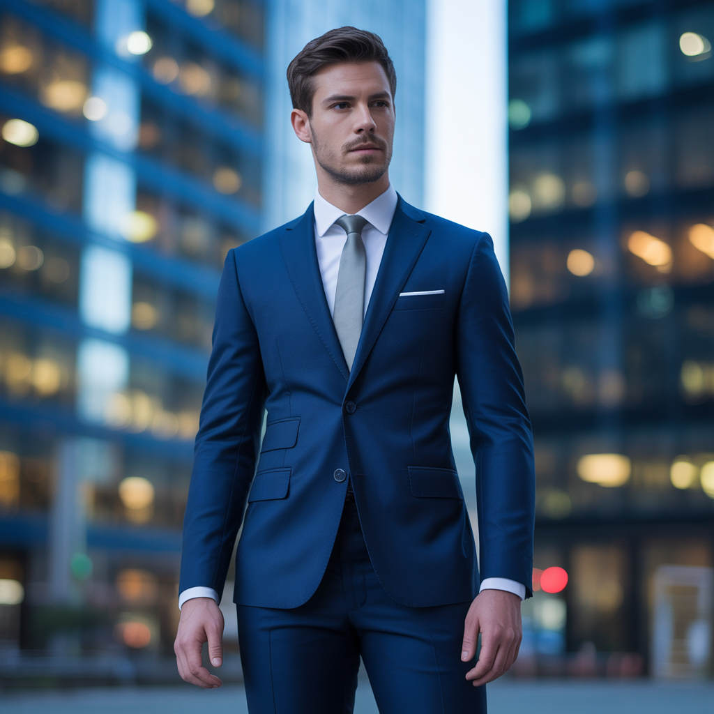 dark blue suit