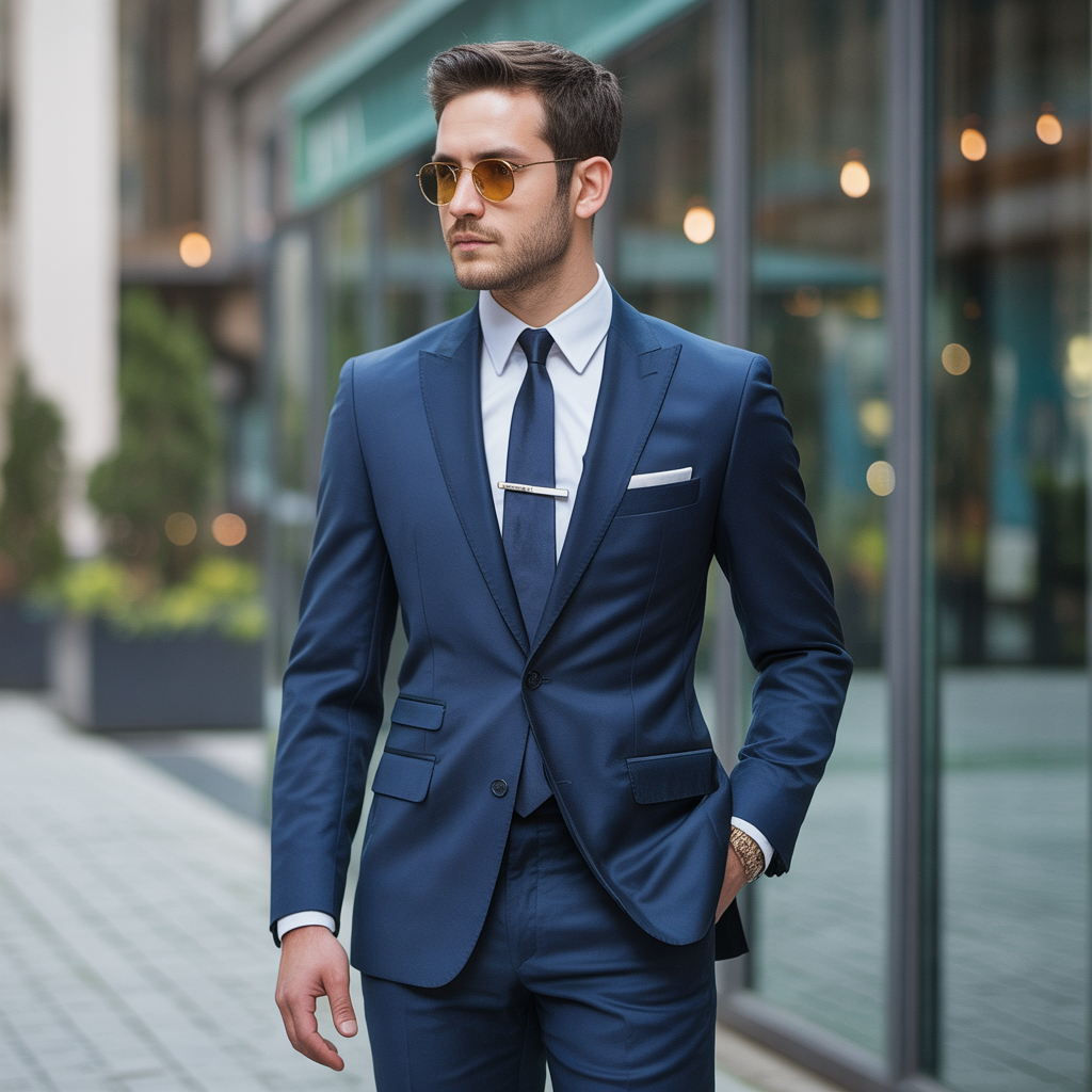 dark blue suit