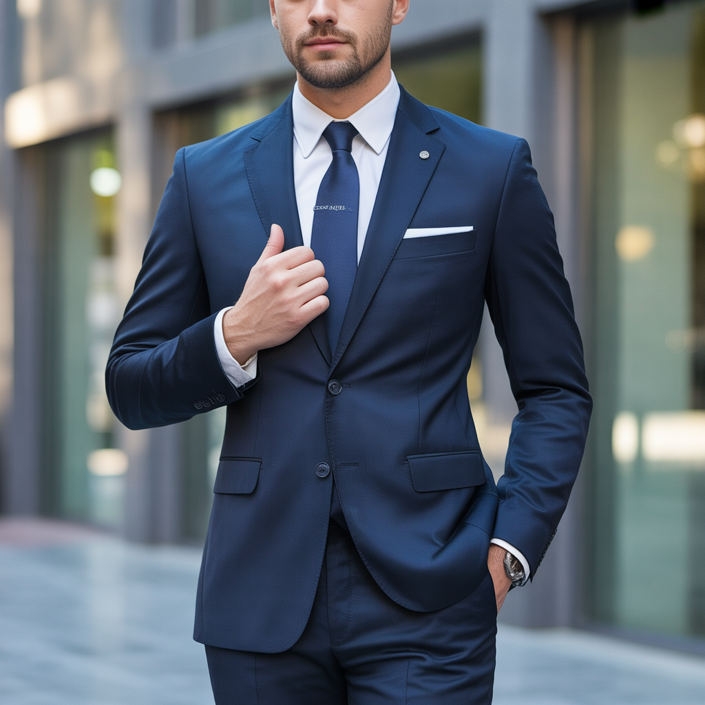 dark blue suit