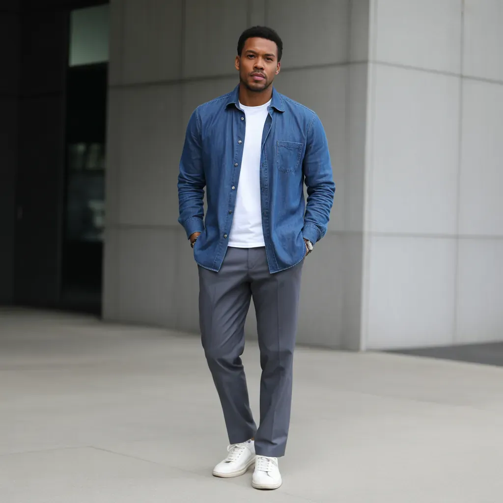 denim shirt men looks