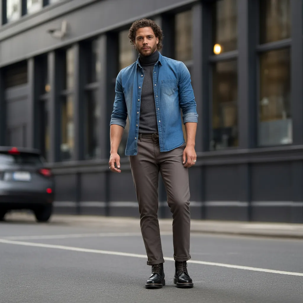 denim shirt men looks