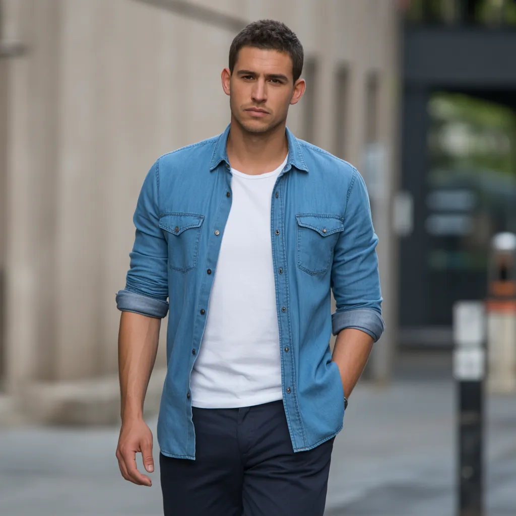 denim shirt men looks