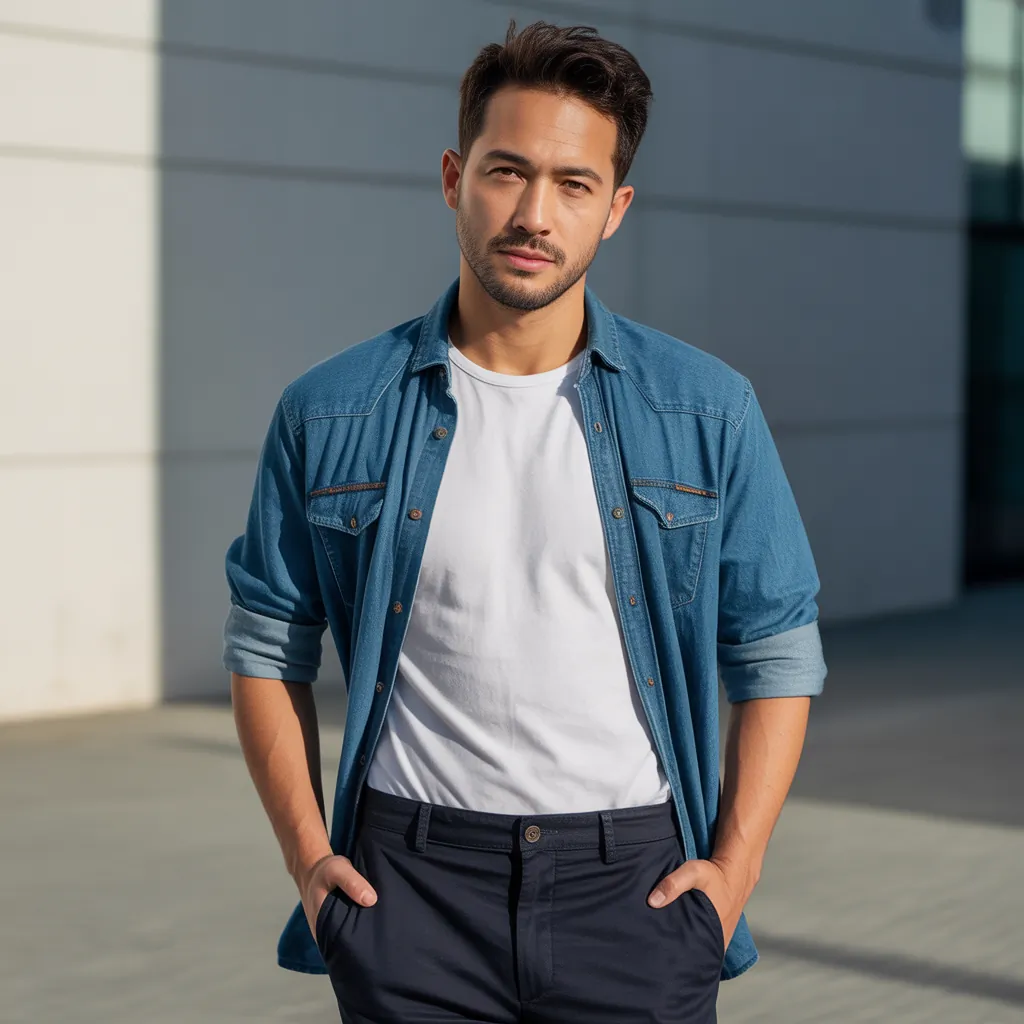 denim shirt men looks