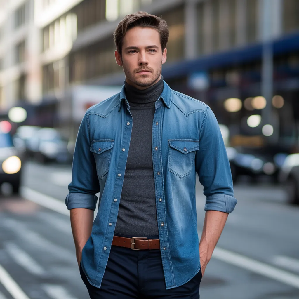 denim shirt men looks