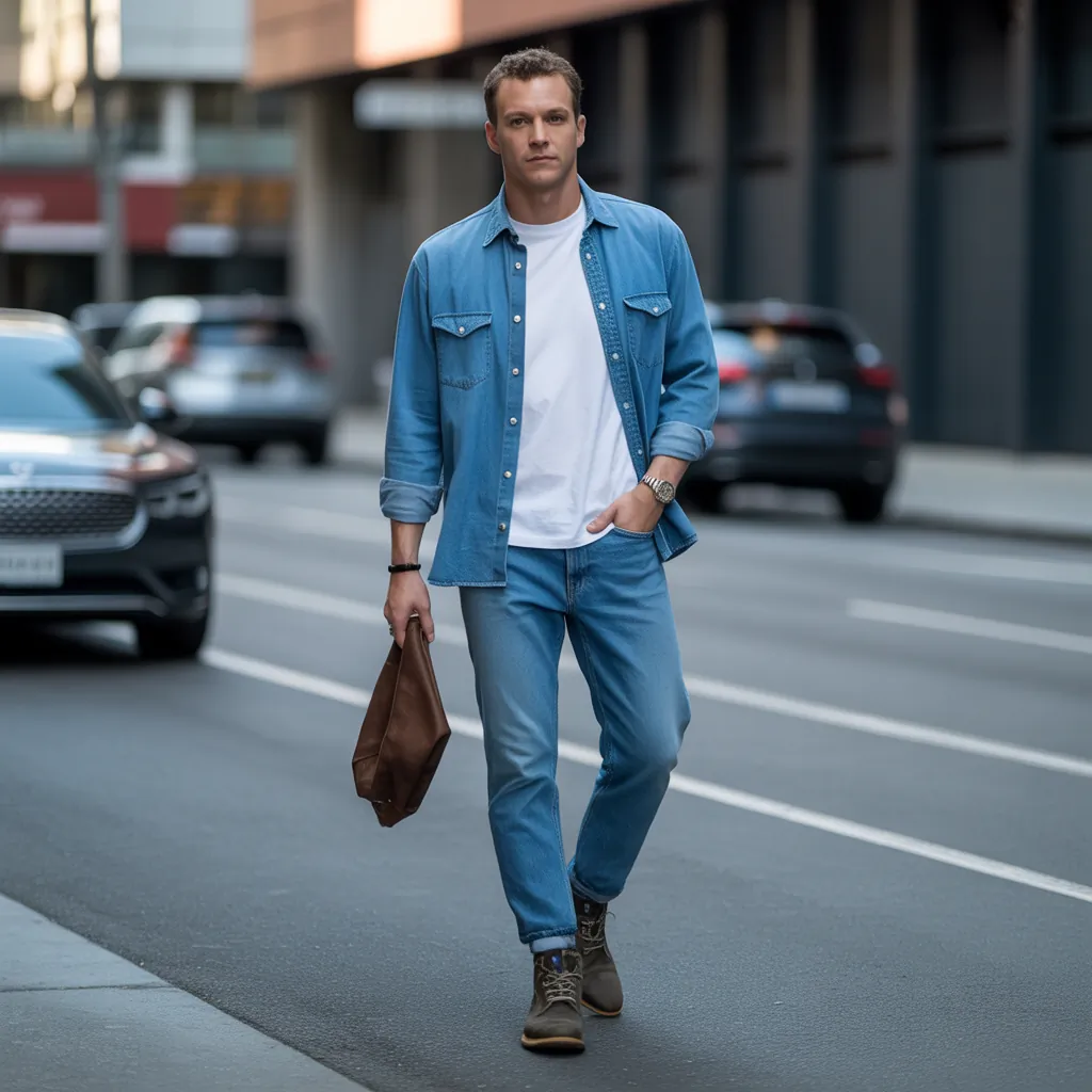 denim shirt men looks