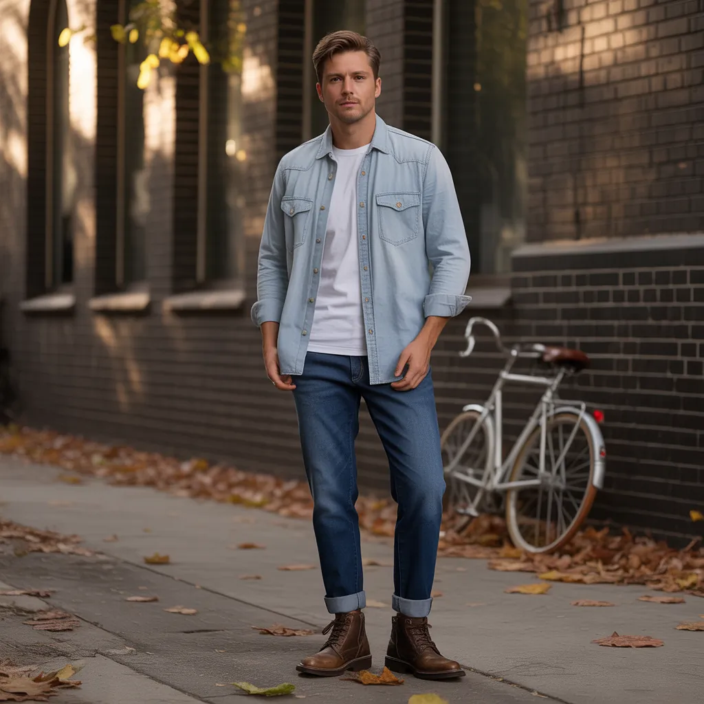 denim shirt men looks