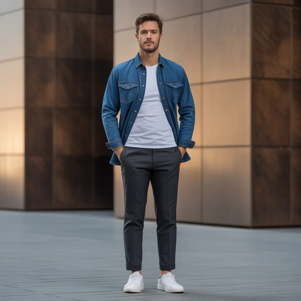 denim shirt men looks
