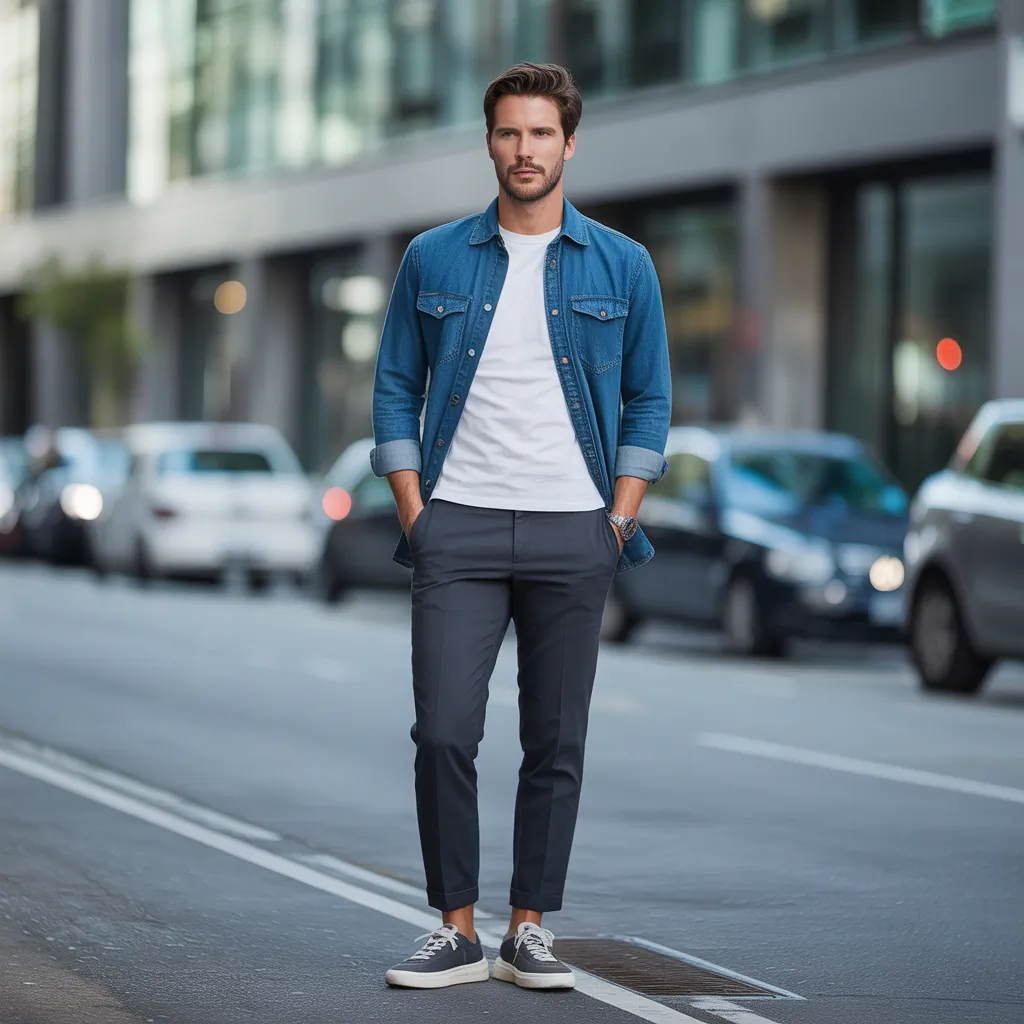 denim shirt men looks