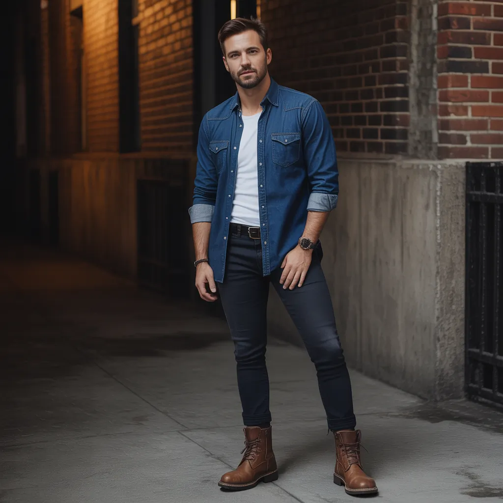 denim shirt men looks