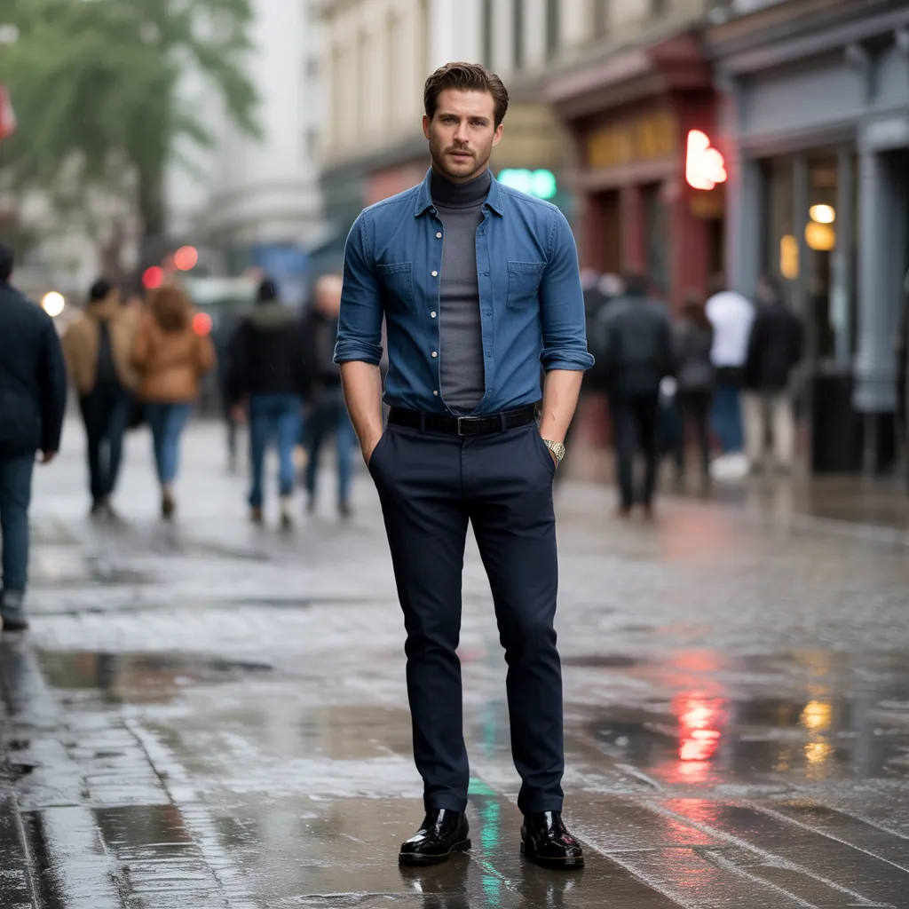 denim shirt men looks