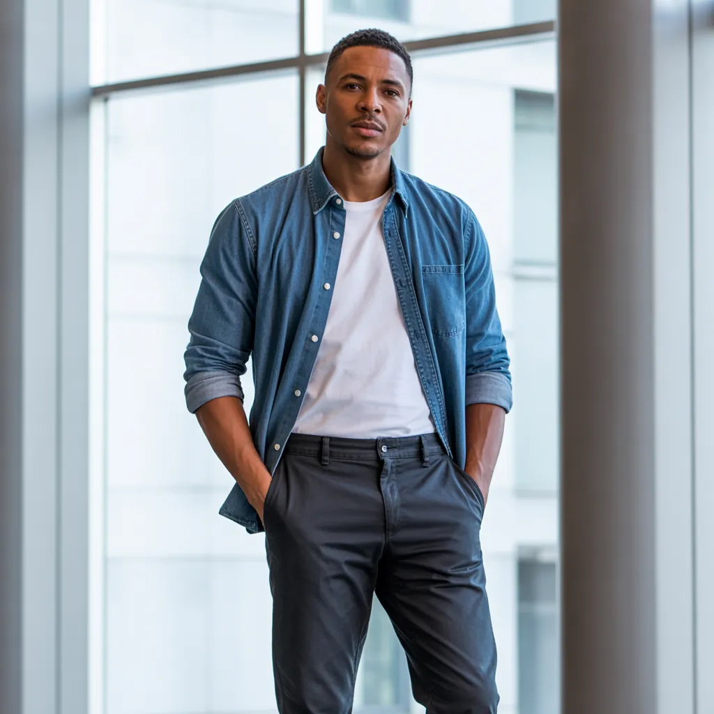 denim shirt men looks