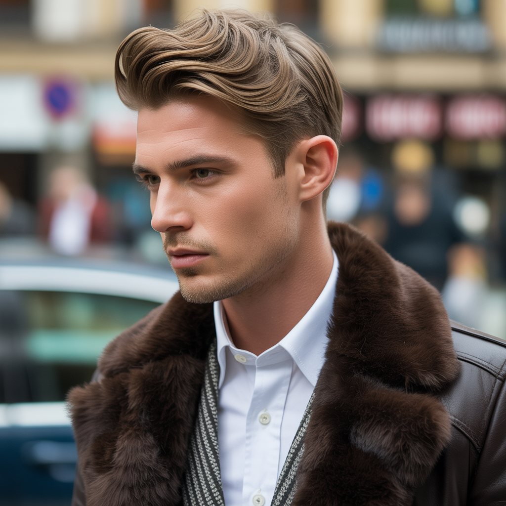 feathered hair men