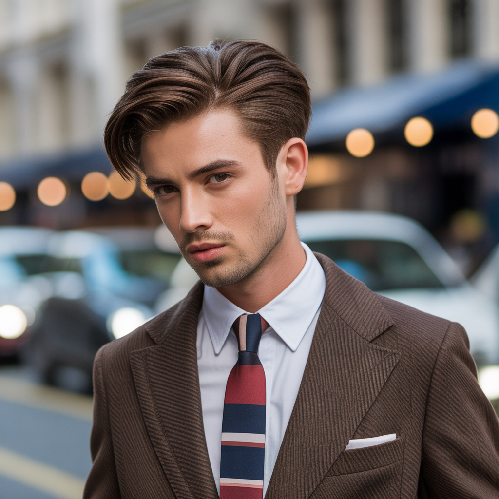 feathered hair men