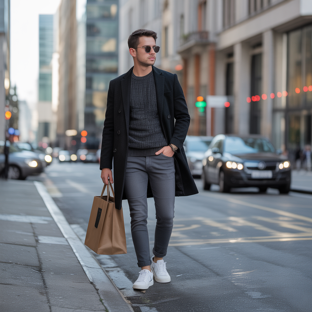 gray jeans outfits for men