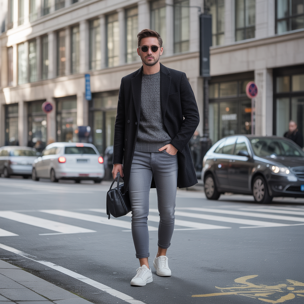 gray jeans outfits for men