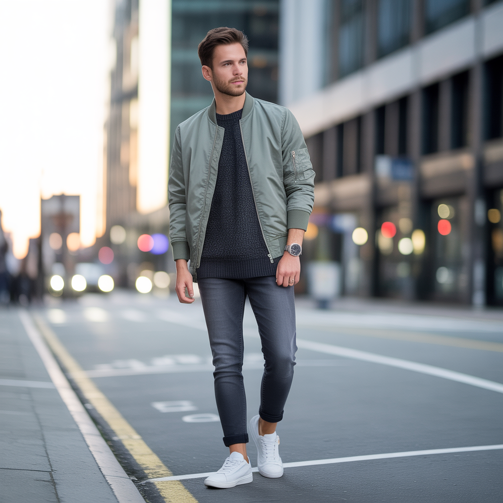 gray jeans outfits for men
