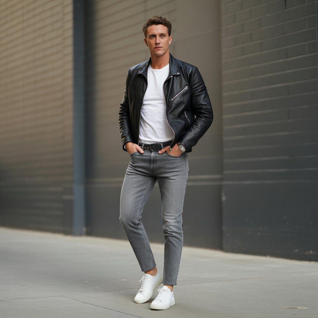 gray jeans outfits for men