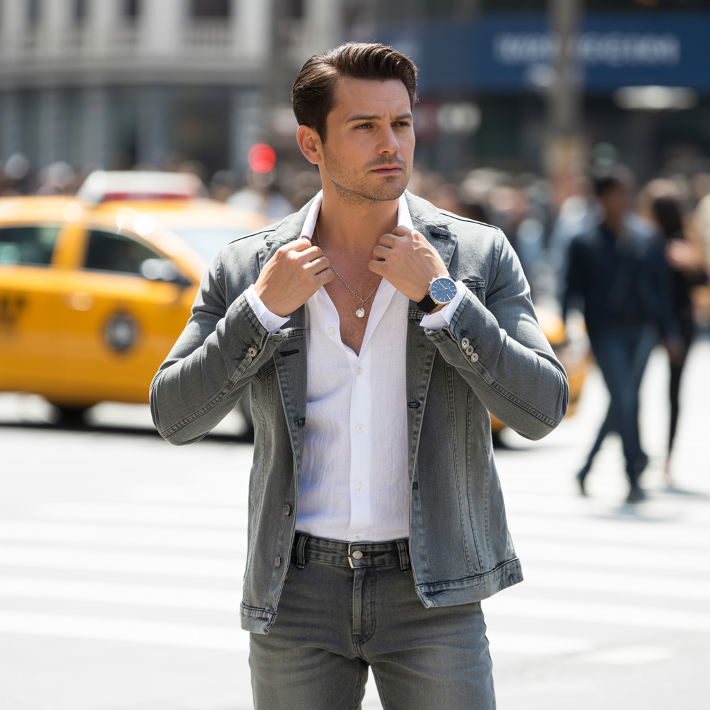 gray jeans outfits for men
