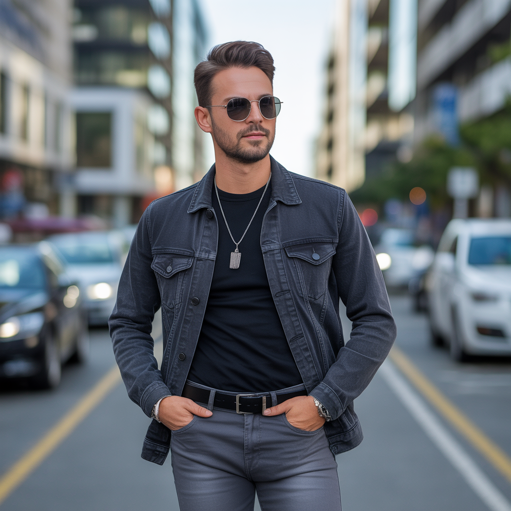 gray jeans outfits for men