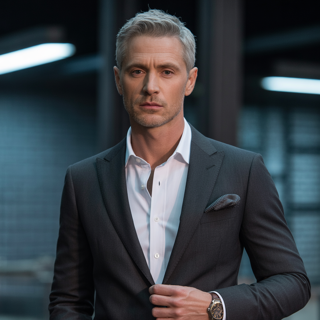 gray short hair men
