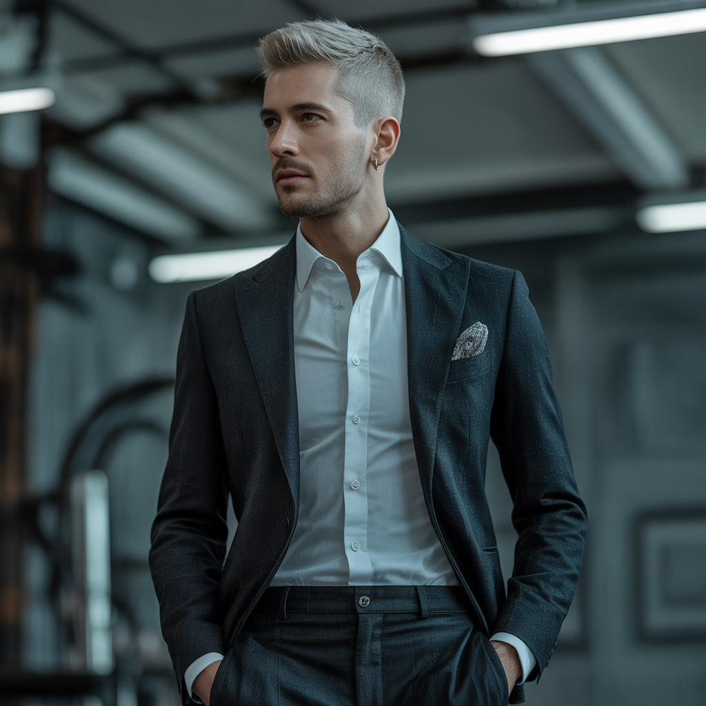 gray short hair men