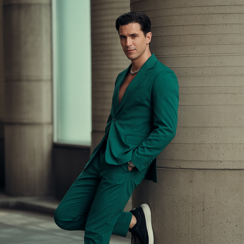 green outfit men