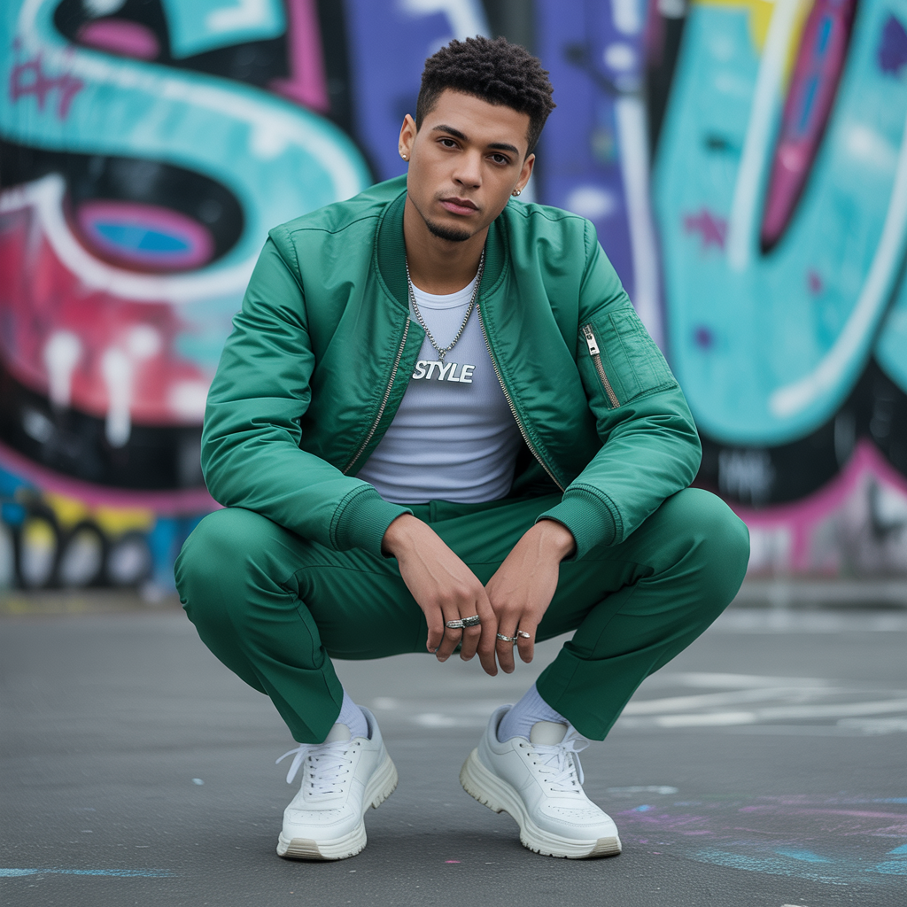 green outfit men