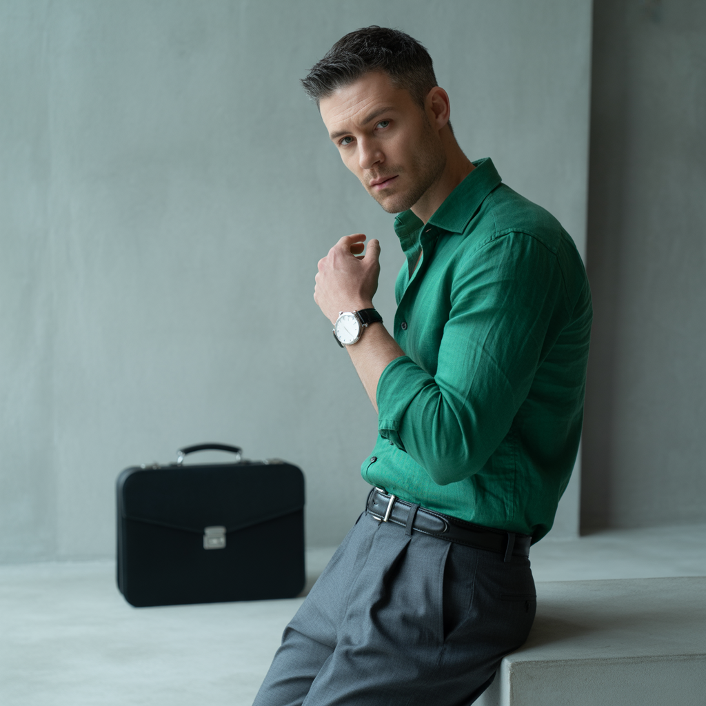 green shirt outfit men