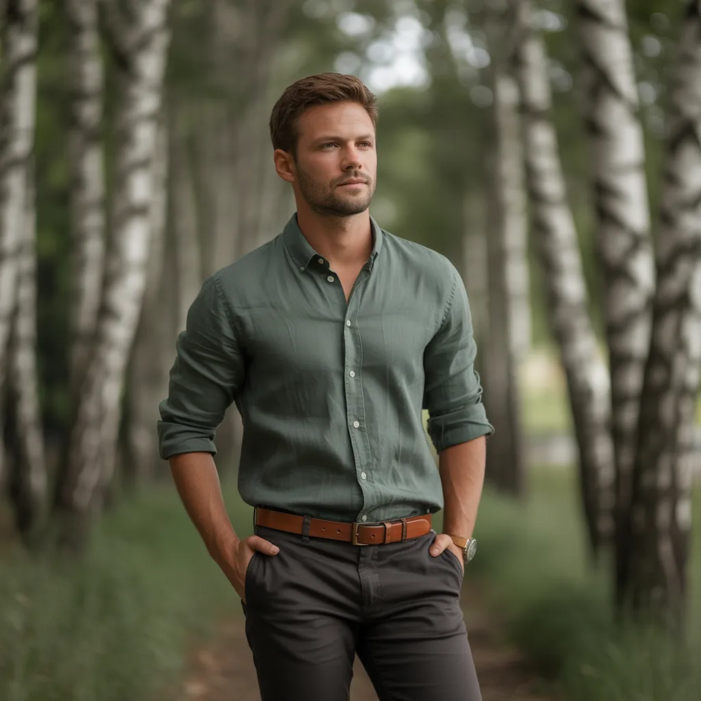 green shirt outfit men