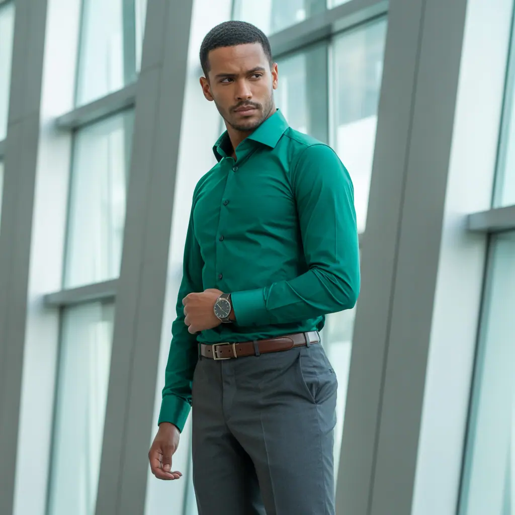 green shirt outfit men
