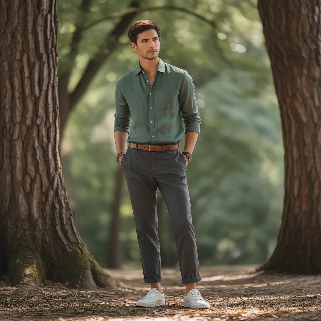green shirt outfit men