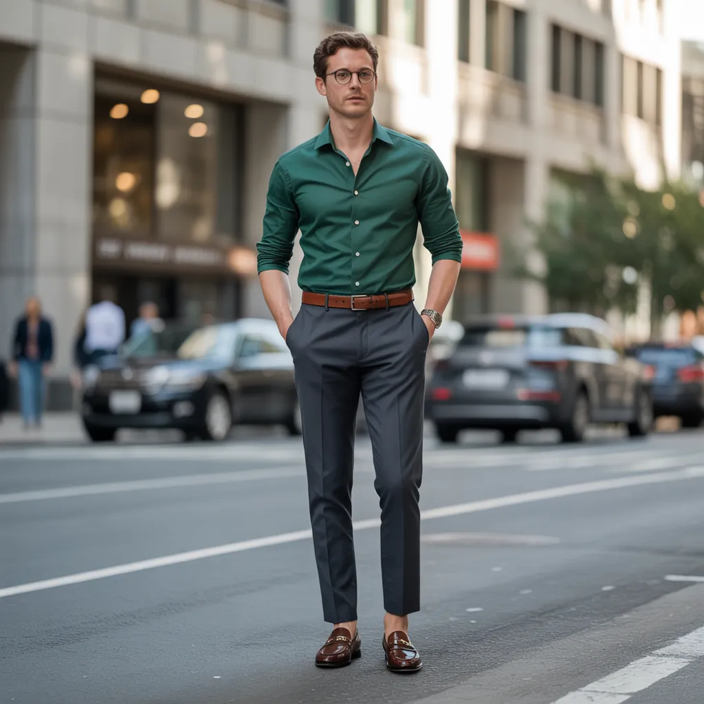 green shirt outfit men