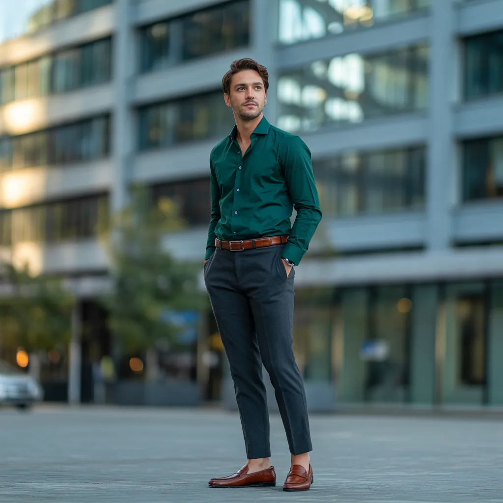 green shirt outfit men