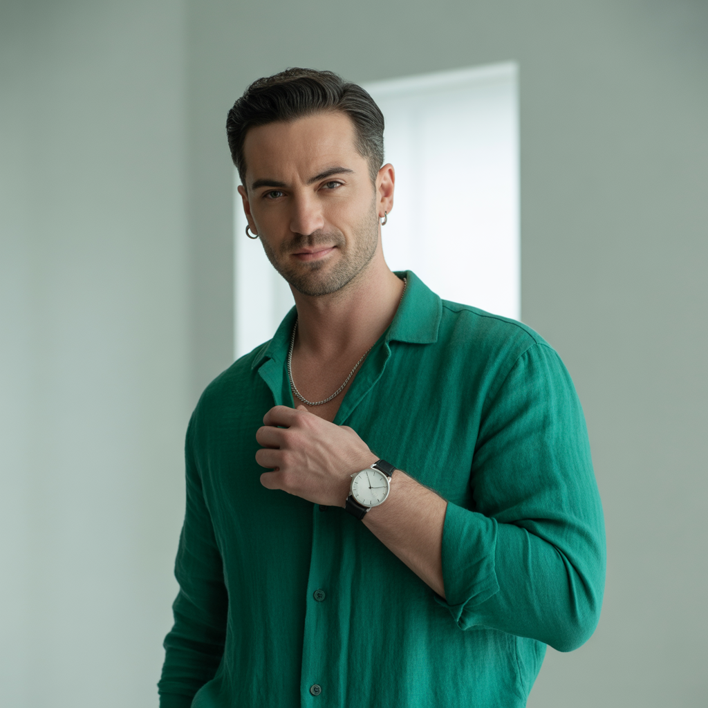 green shirt outfit men
