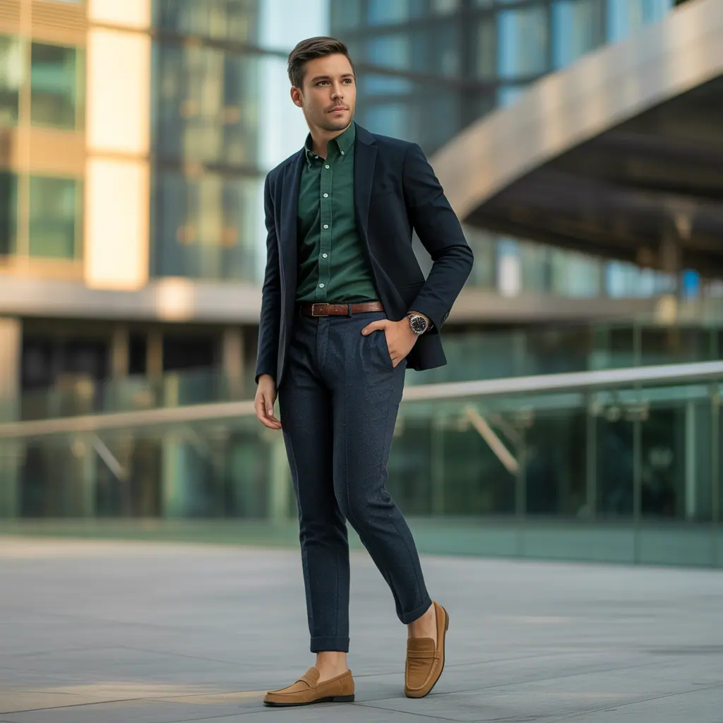 green shirt outfit men