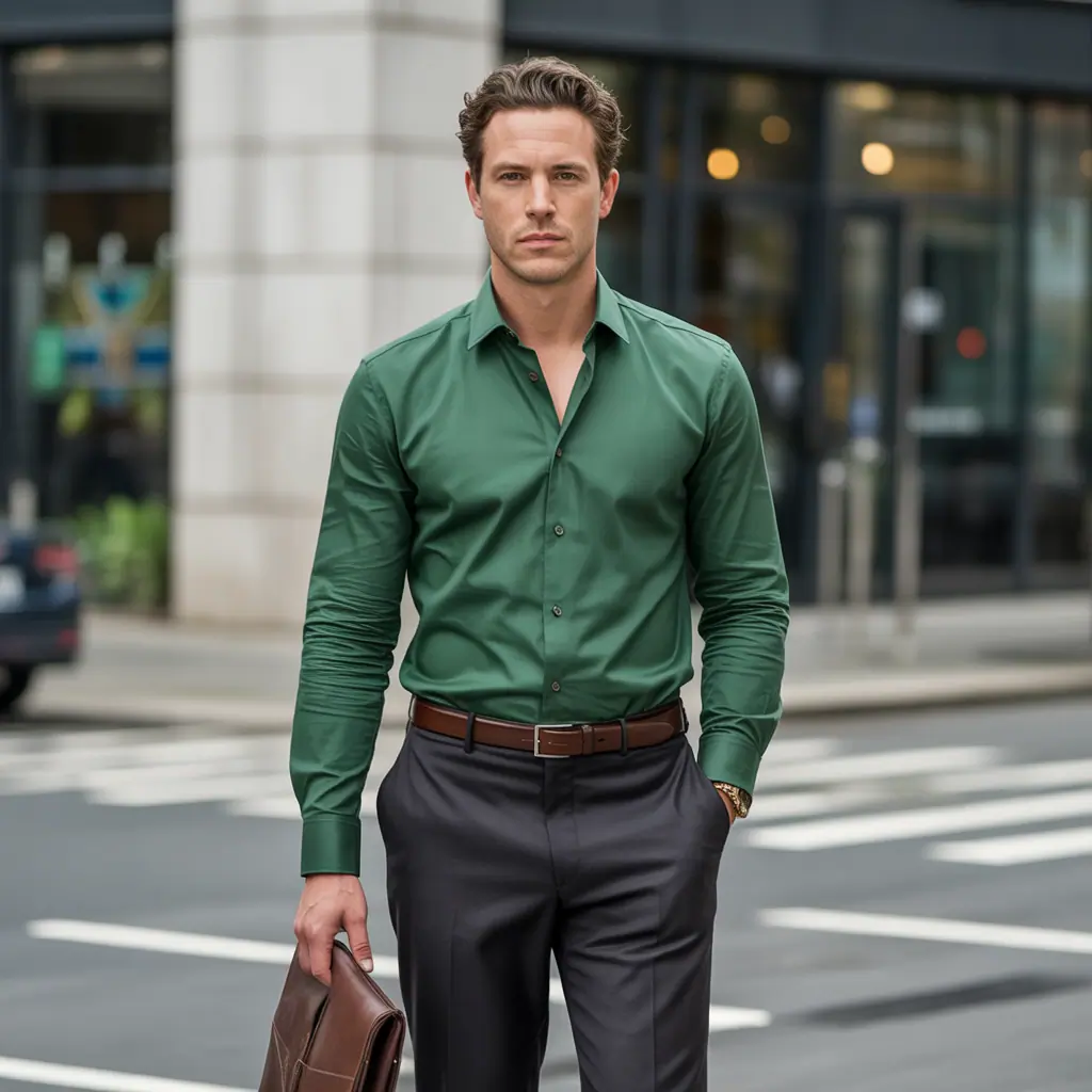 green shirt outfit men
