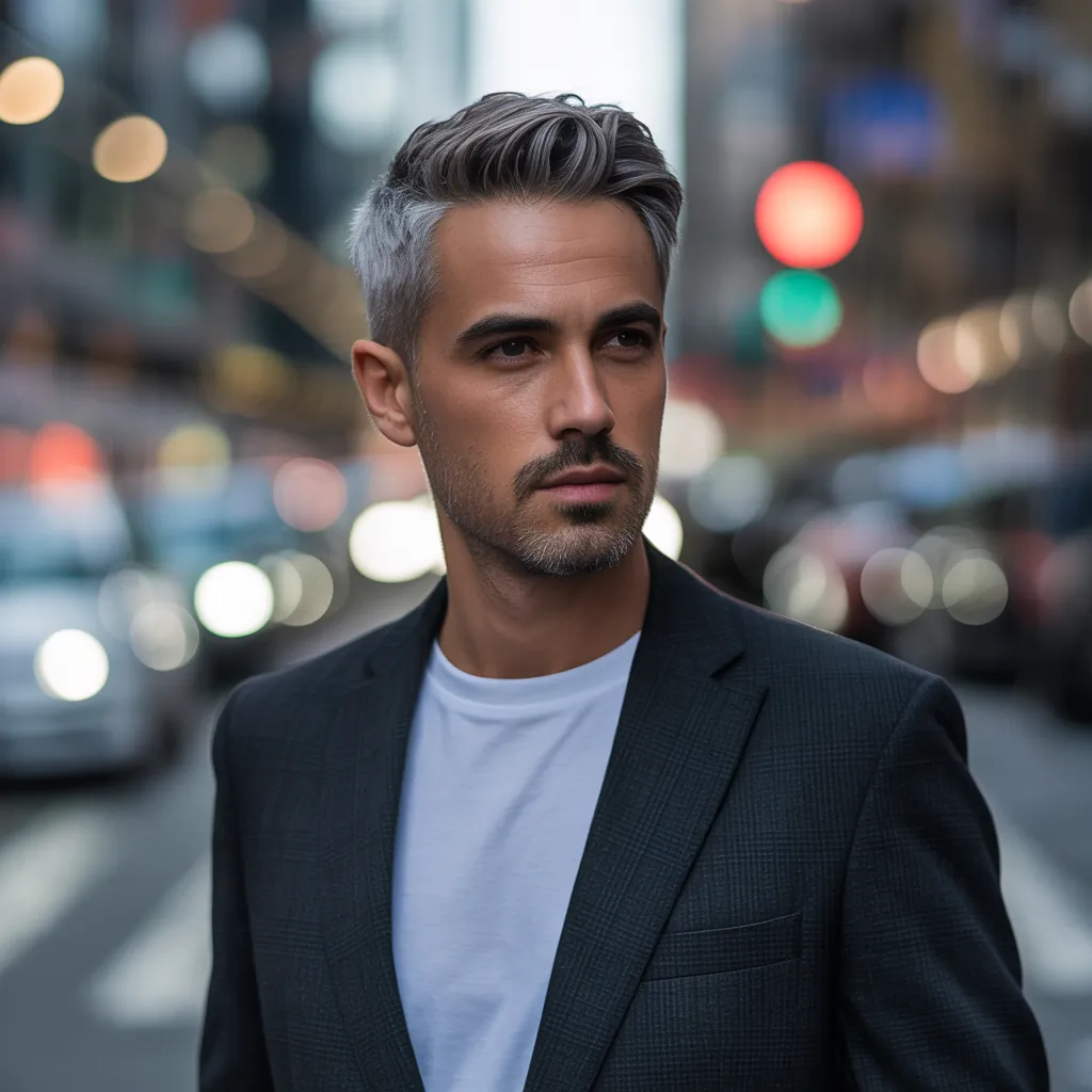 grey blending dark hair