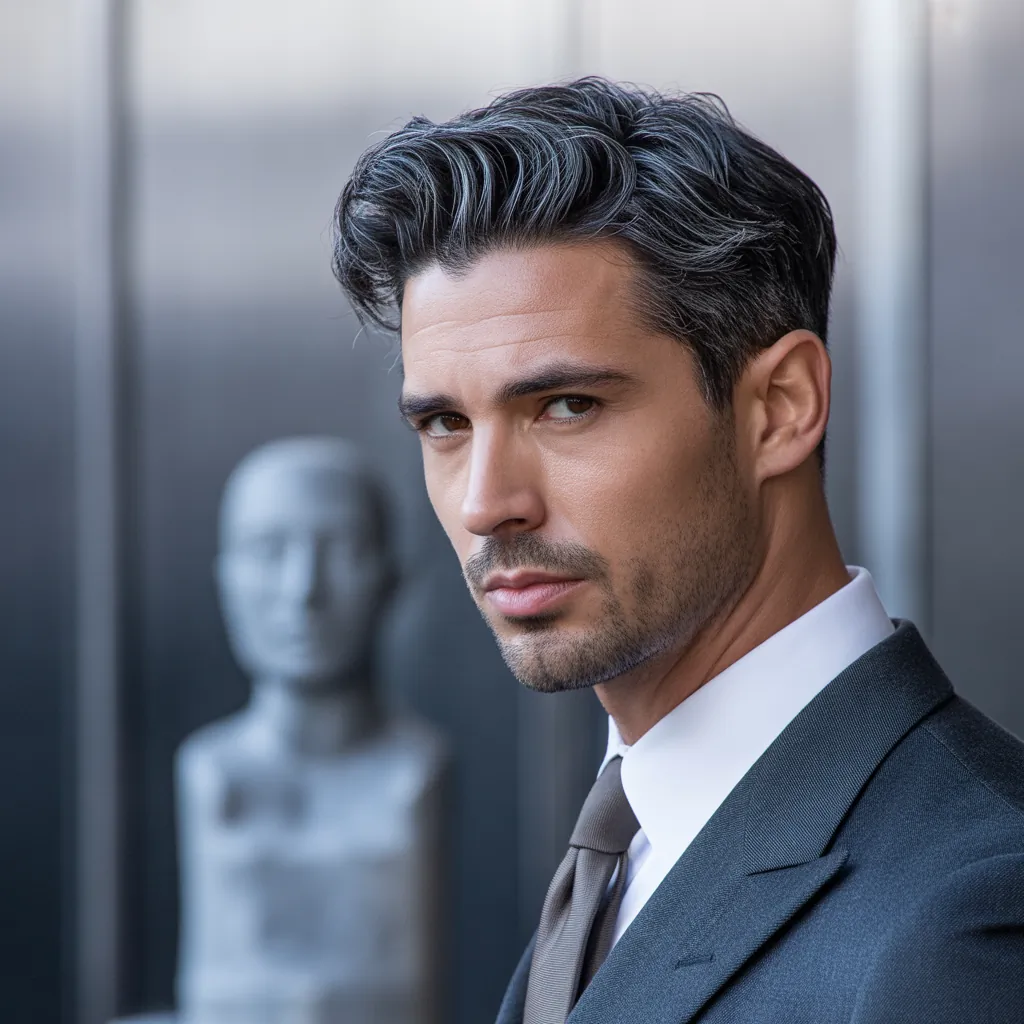 grey blending dark hair