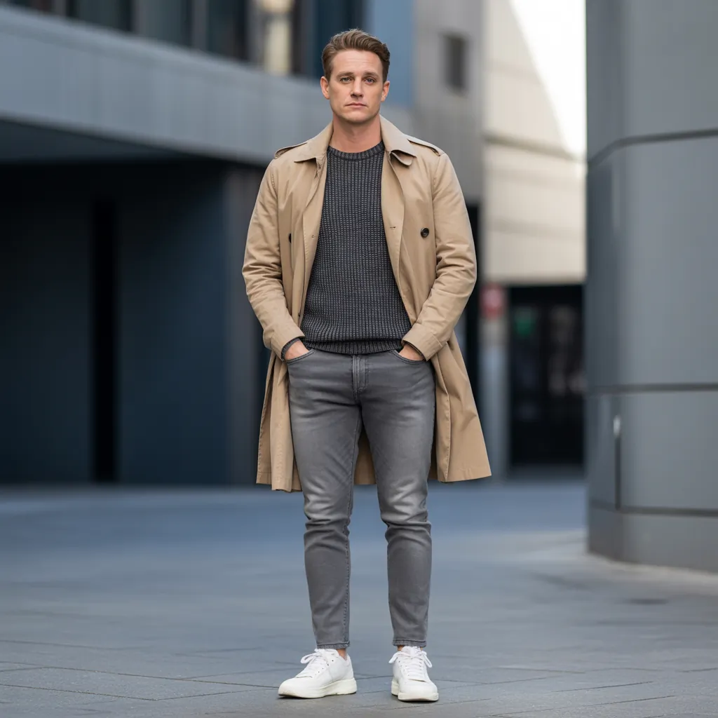 grey jeans outfit men