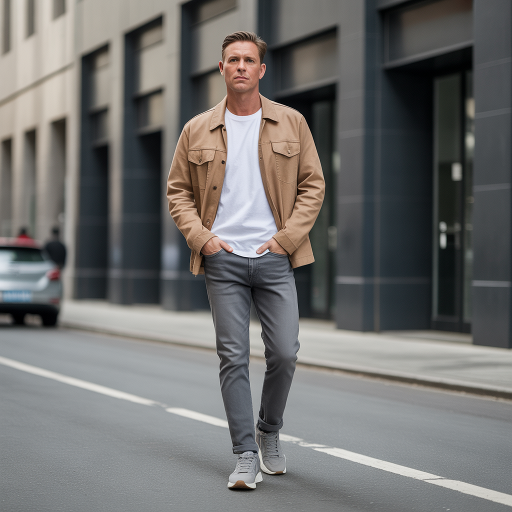 grey jeans outfit men