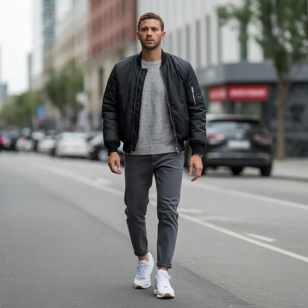 grey jeans outfit men