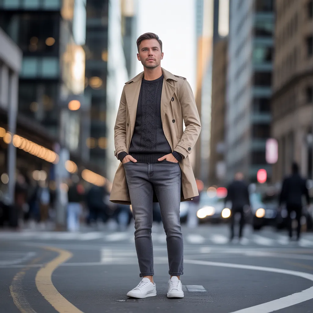 grey jeans outfit men