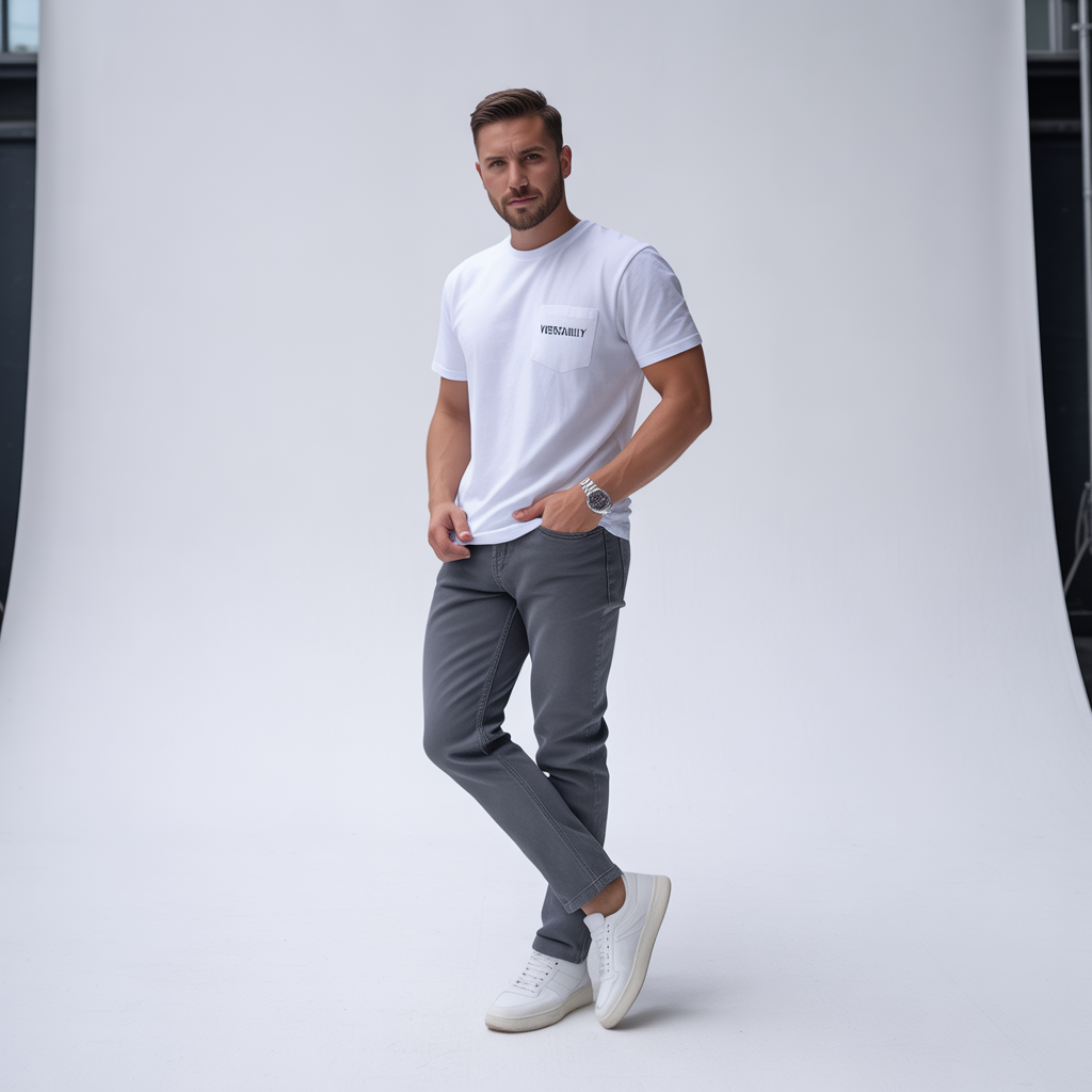 grey jeans outfit men